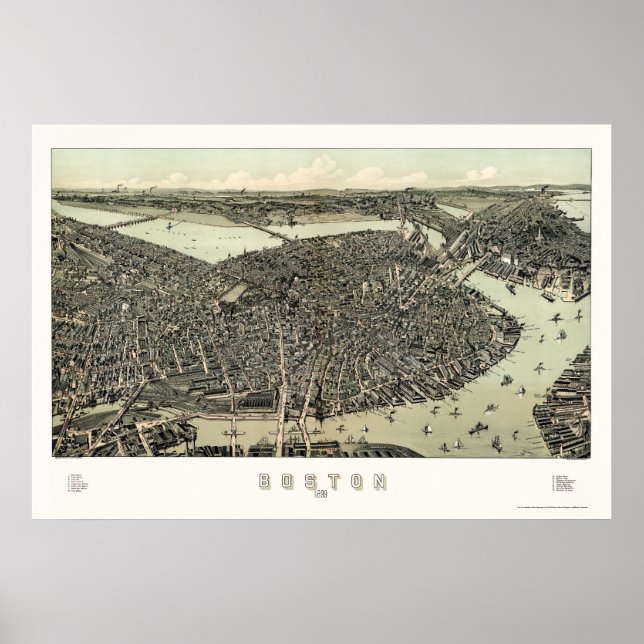 Boston, MORSA Panoramic Karta - 1899 Poster (Framsidan)