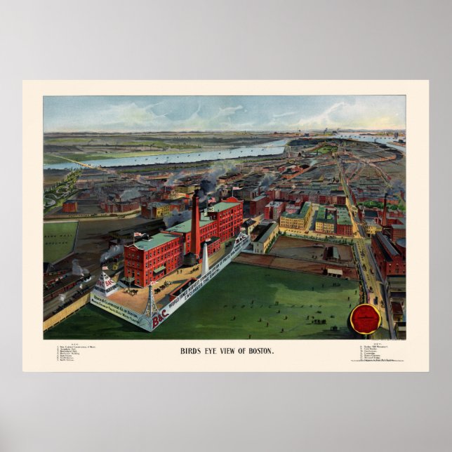 Boston, MORSA Panoramic Karta - 1902 Poster (Framsidan)