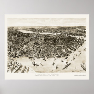 Boston, MORSA Panoramic Karta - 1905 Poster