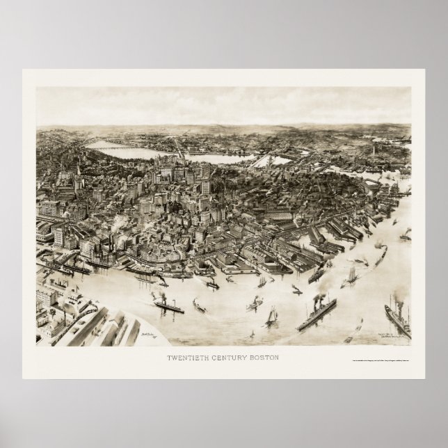 Boston, MORSA Panoramic Karta - 1905 Poster (Framsidan)