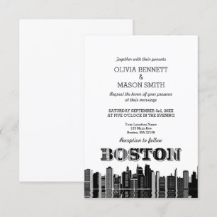 Boston Morsa Skyline Cityscape Wedding bjudande Inbjudningar