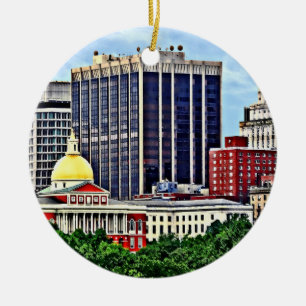 Boston MORSA - Skyline med Massachusetts State Hou Julgransprydnad Keramik