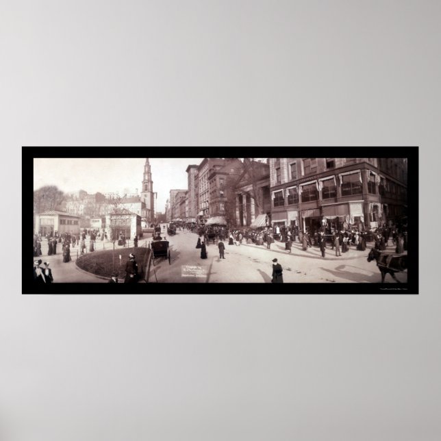 Boston MORSA Street Scene Photo 1903 Poster (Framsidan)