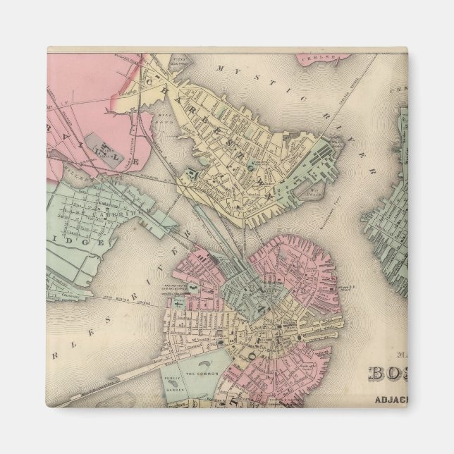 Boston och angränsande städer magnet (Framsidan)