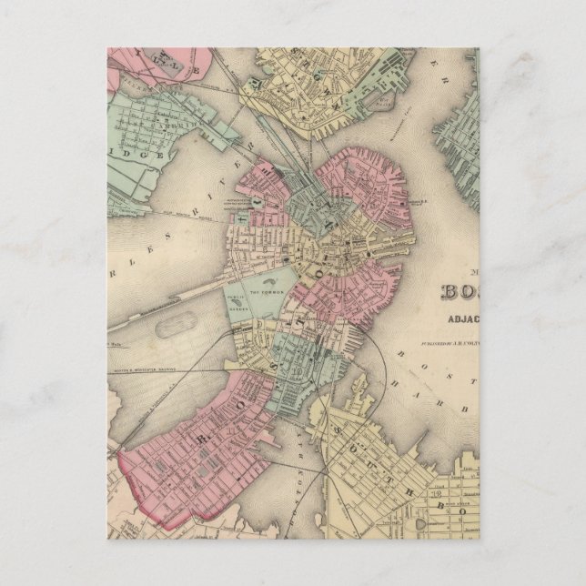 Boston och angränsande städer vykort (Framsida)