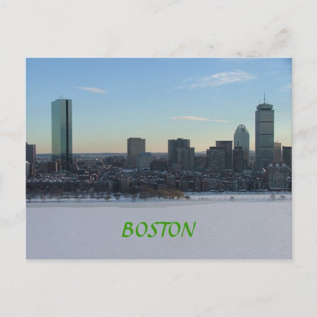 Boston och den frusna Charles River Vykort (Framsida)