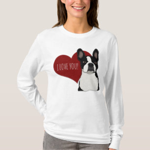 Boston och Frenchie Mix Hund Cute Hundar T Shirt