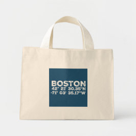 Boston och koordinater i distressed stil mini tygkasse