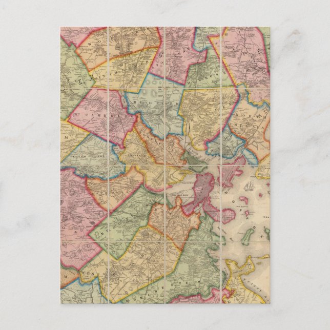 Boston och närhet vykort (Framsida)