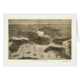 Boston panorama- karta för MORSOR - 1870s Hälsningskort