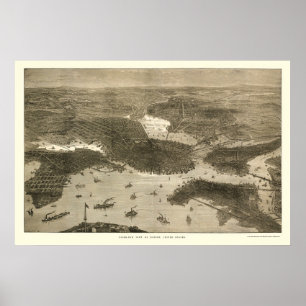 Boston panorama- karta för MORSOR - 1870s Poster