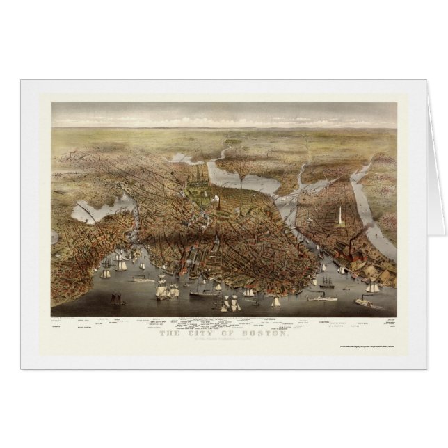 Boston panorama- karta för MORSOR - 1873 Hälsningskort (Framsidan Horizontal)