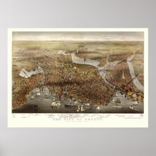 Boston panorama- karta för MORSOR - 1873 Poster