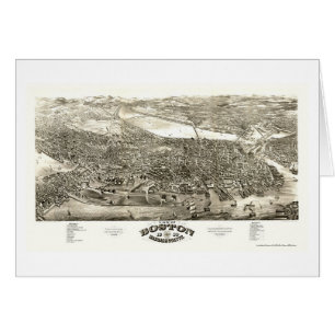 Boston panorama- karta för MORSOR - 1880 Hälsningskort