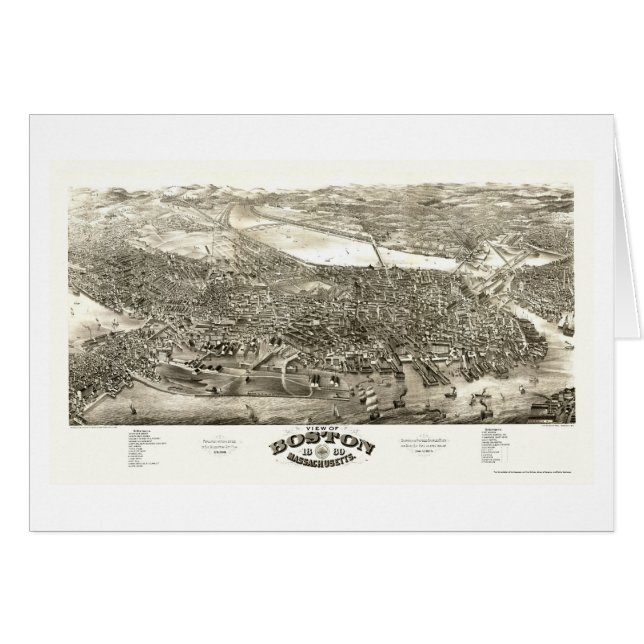 Boston panorama- karta för MORSOR - 1880 Hälsningskort (Framsidan Horizontal)