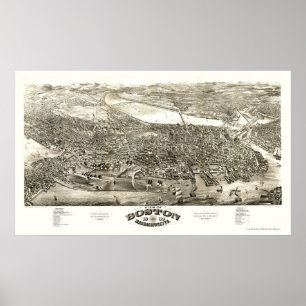 Boston panorama- karta för MORSOR - 1880 Poster