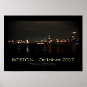 Boston - Panorama-vy på natten Poster