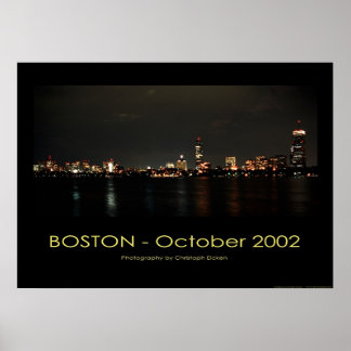 Boston - Panorama-vy på natten Poster