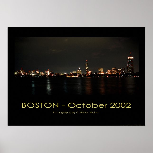 Boston - Panorama-vy på natten Poster (Framsidan)