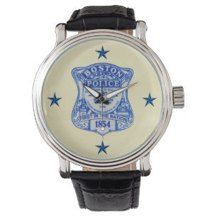 Boston Police Anpassningsbar Black Vintage Leather Armbandsur
