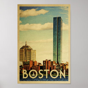 Boston Poster Vintage resor Poster Harbour Skyline