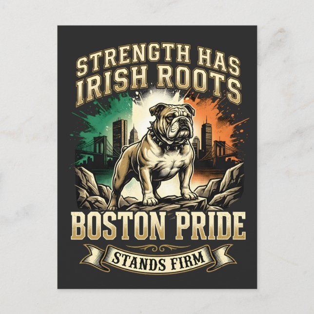 Boston Pride Irish Roots Bulldog Vykort (Framsida)