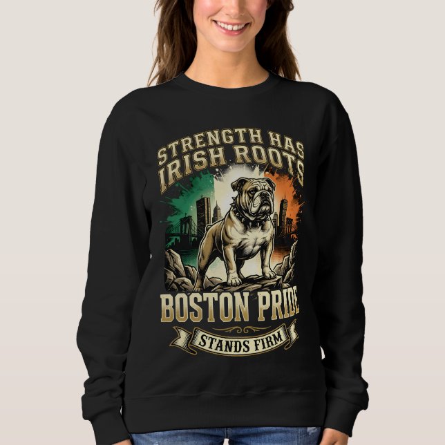 Boston Pride Irländska Rötter Bulldogg T Shirt (Framsida)