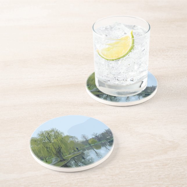 Boston Public Garden Massachusetts Målning Underlägg (Sidan)