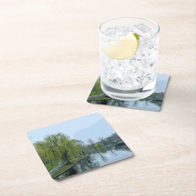 Boston Public Garden Massachusetts Painting Underlägg Papper Kvadrat (Insitu)