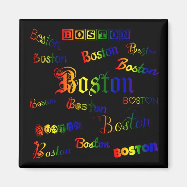 Boston Rainbow Typsnitt Magnet (Framsidan)