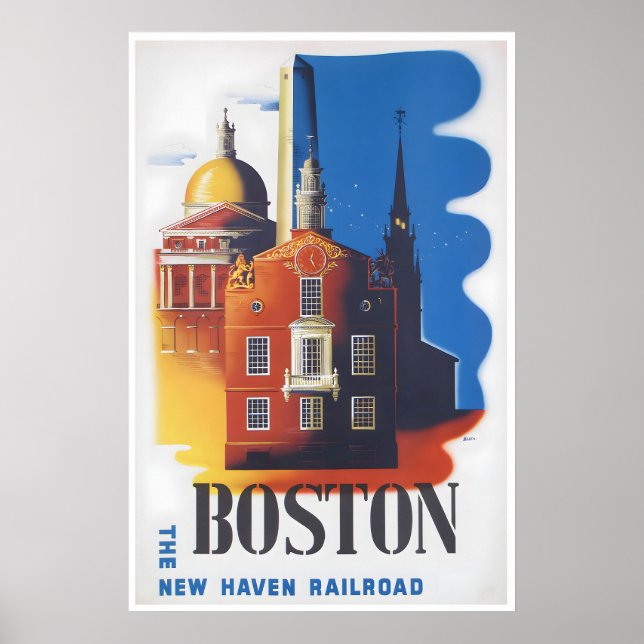 Boston Resemalannons Massachusetts Konsttryck Poster (Framsidan)