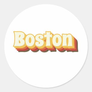 Boston Retro Vintage Text Runt Klistermärke