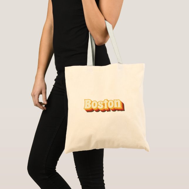 Boston Retro Vintage Text Tygkasse (Framsida (produkt))