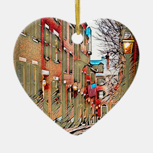 Boston-rutter Julgransprydnad Keramik (Framsidan)