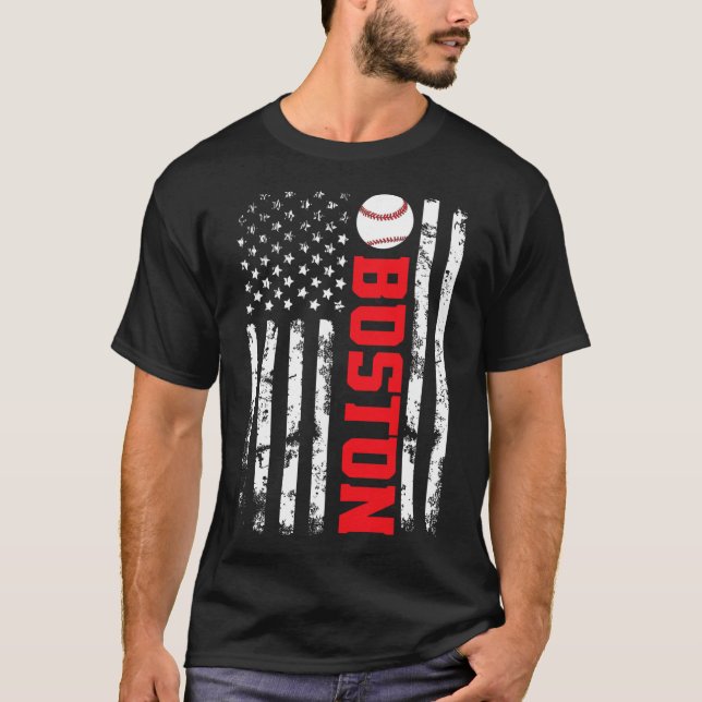Boston Sälj USA Flagga  T Shirt (Framsida)