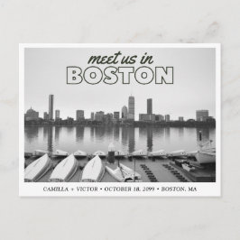 Boston Save the Date Retro Skyline Postcard Vykort