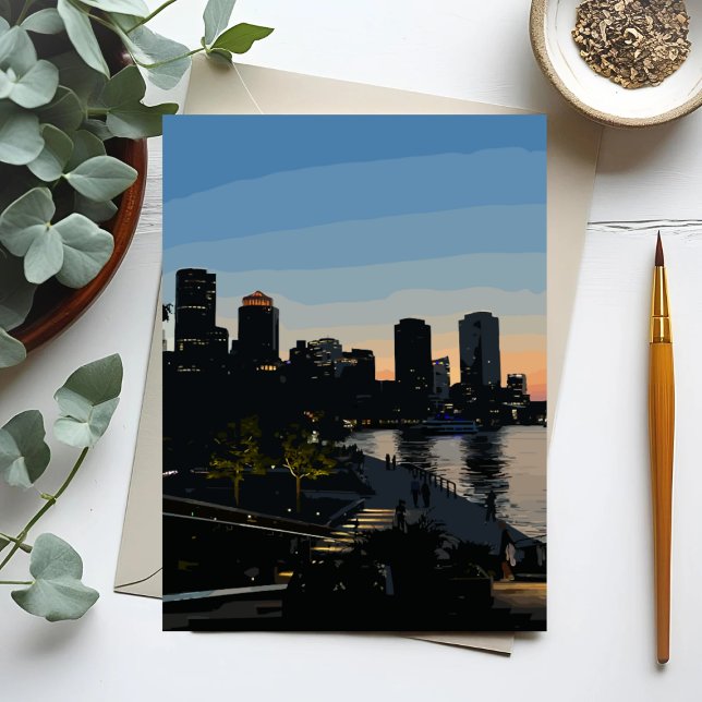 Boston Seaport Sunset City Skyline Card (Skapare uppladdad)