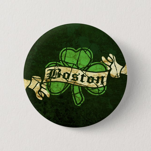 Boston Shamrock Vintage Stil Knapp (Framsida)