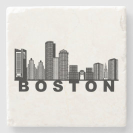 Boston Siluett av Stadens Skyline Stenunderlägg