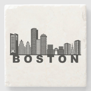 Boston Siluett av Stadens Skyline Stenunderlägg