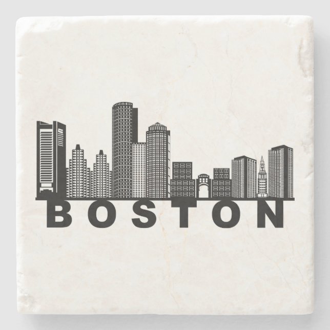 Boston Siluett av Stadens Skyline  Stenunderlägg (Framsidan)