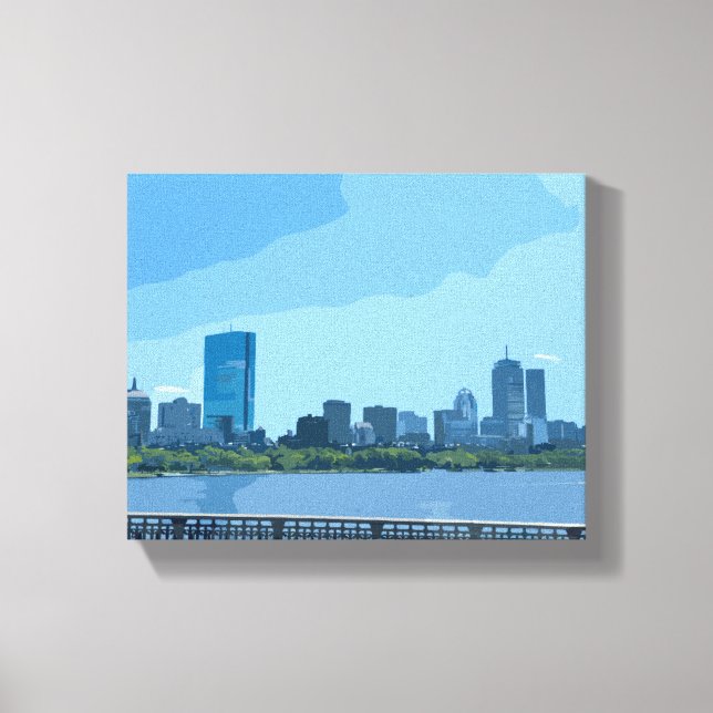 Boston Siluett Charles River Målning Canvastryck (Framsida)