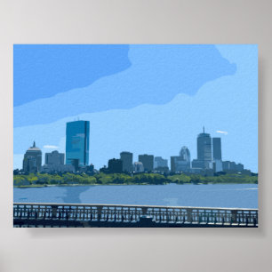 Boston Siluett Charles River Målning Poster