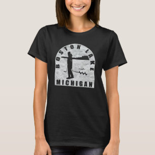 Boston Sjö Ice Fishing Michigan T Shirt