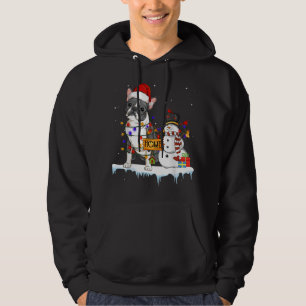 Boston skräcker Hund jul jul Snögubbe Julafton Lju Hoodie
