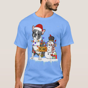 Boston skräcker Hund jul jul Snögubbe Julafton Lju T Shirt