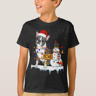 Boston skräcker Hund jul jul Snögubbe Julafton Lju T Shirt