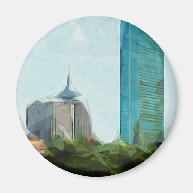 Boston Skyline Abstrakt Impressionism Magnet (Framsidan)