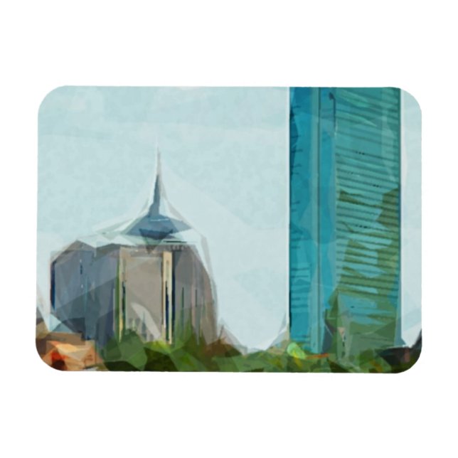 Boston Skyline Abstrakt Impressionism Magnet (Horisontell)