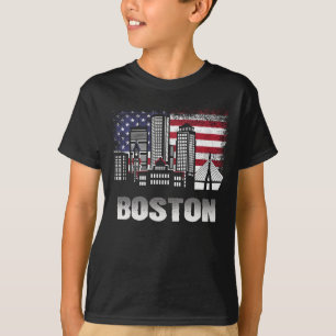 Boston Skyline American Flagga T-Shirt